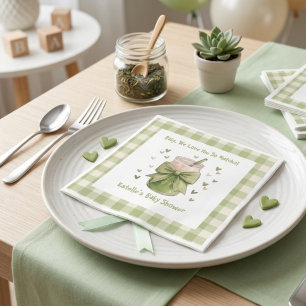 We Love You So Matcha Green Bow Gingham Napkin