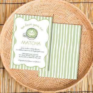 We Love You So Matcha Green Tea Baby Shower Invitation