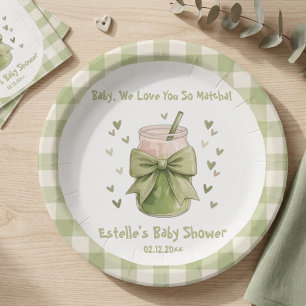 We Love You So Matcha Green Tea Baby Shower  Paper Plate