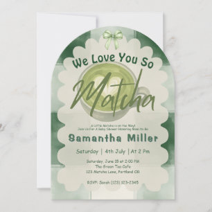 We Love You So Matcha Modern Baby Shower Invitation