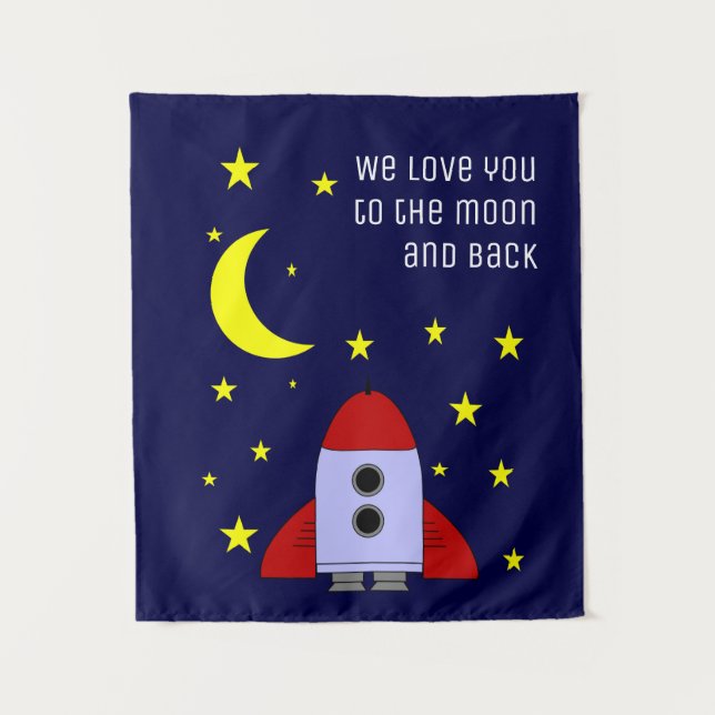 We Love You To The Moon And Back Nursery Tapestry (Front)