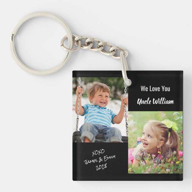 We Love You Uncle Photos Black Key Ring (Front)