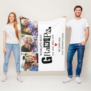 We love you World's Best Grandpa Grankids Photos Fleece Blanket