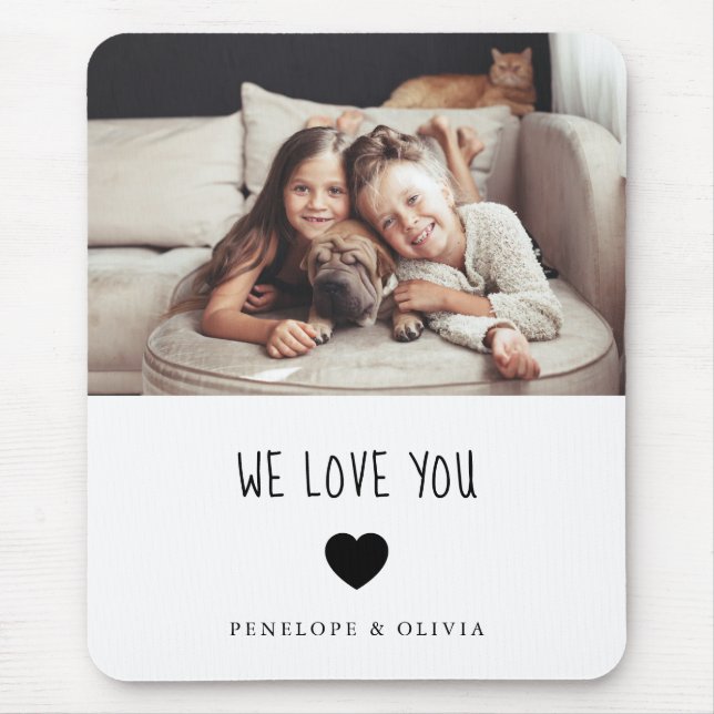 We Love You | Your Photo and Handwritten Text Mouse Mat (Front)