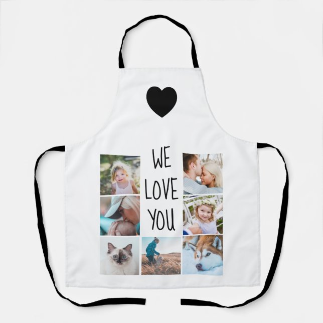 We love you | Your photo collage grid custom Apron (Front)