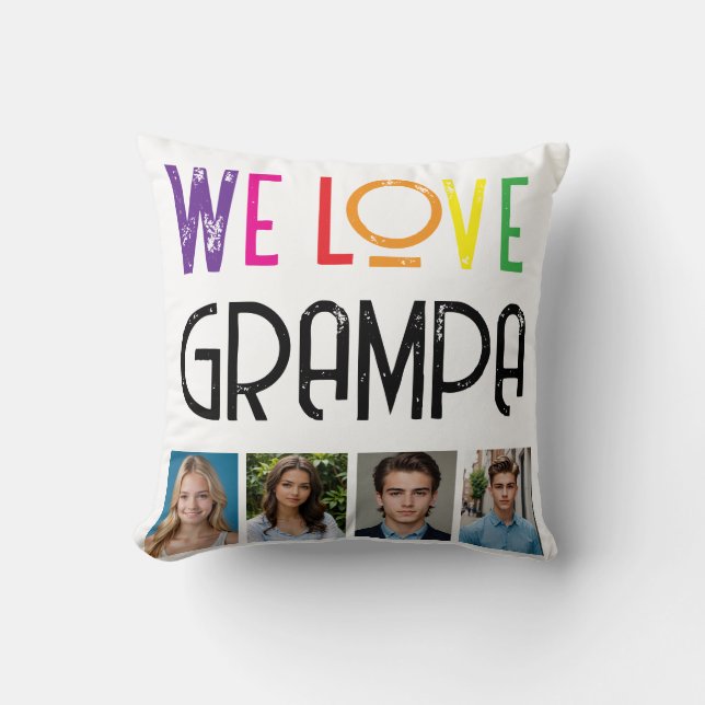 we love "your text" Throw Pillow cushion (Front)