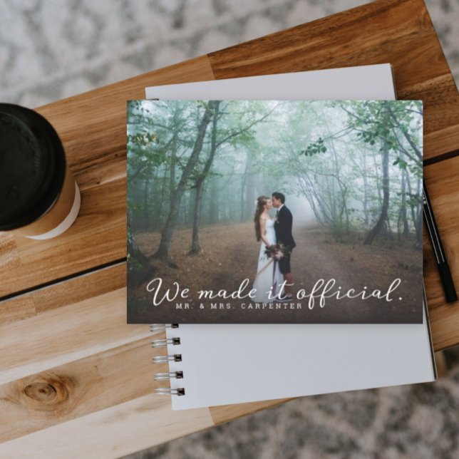 We Made it Official Wedding Photo Announcement Postcard (Creator Uploaded)