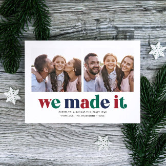 We Made It Two Photo Christmas Holiday Card
