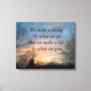 WE MAKE A LIVING  CHURCHILL WRAPPED CANVAS PRINT