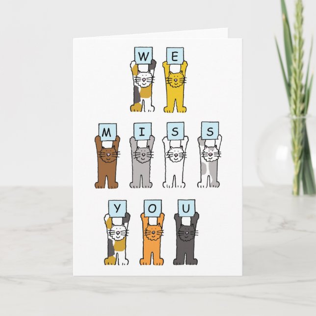We Miss You Cartoon Cats Card (Front)