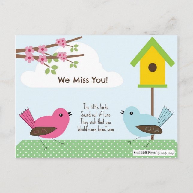 We Miss You Poem from Children Postcard (Front)