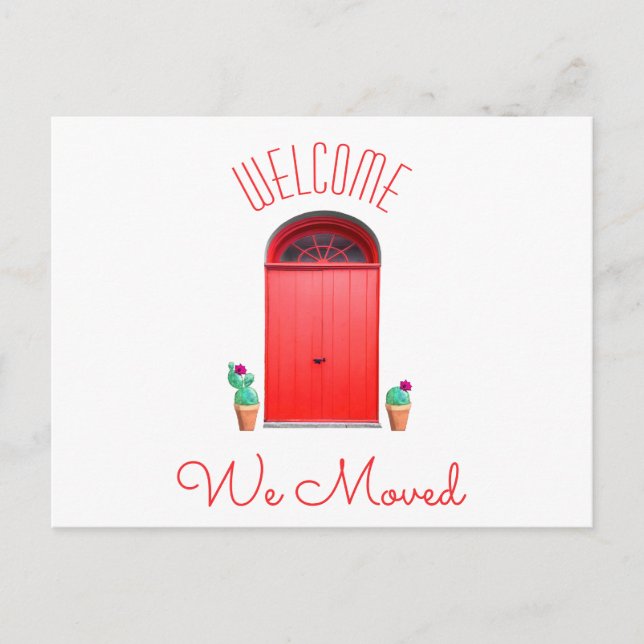 We Moved Address Change Southwest Red Doors Cactus Announcement Postcard (Front)
