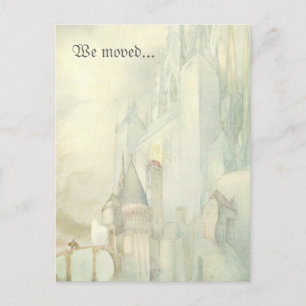 We Moved Address Change vintage fantasy castle Announcement Postcard