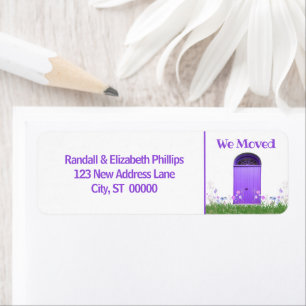 We Moved Announcement Purple Flowers Double Doors