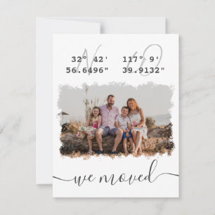 "We moved" DMS Coordinates Family Photo Moving Announcement