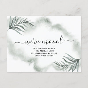 We Moved Dusty Green Palm Fronds New Home Announcement Postcard