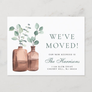 We Moved Eucalyptus Watercolor Moving Announcement Postcard