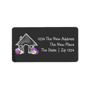 We Moved Home Blackboard Doodle Personalised Label