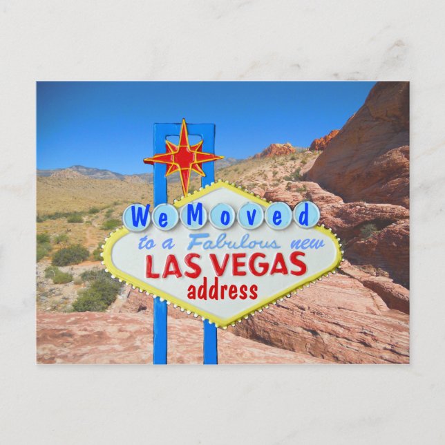 We Moved Las Vegas Red Rock Canyon View Announcement Postcard (Front)