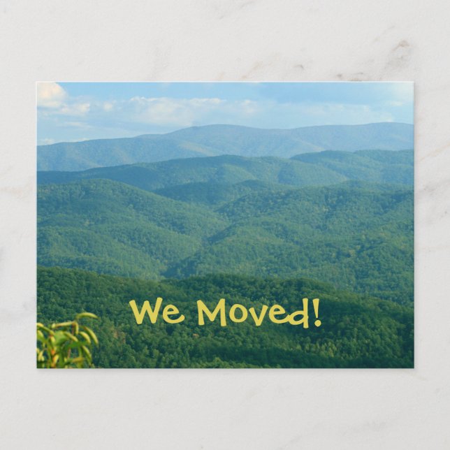 We Moved! Lush rolling Mountains Address Change Announcement Postcard (Front)