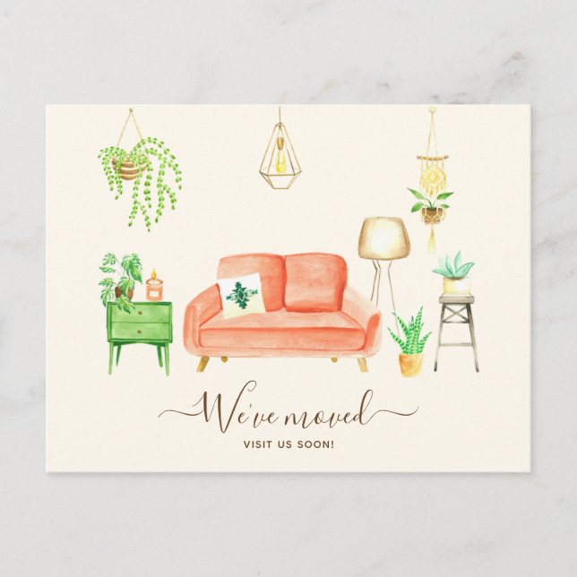 We Moved New Address Cute Boho Interior Home Holiday Postcard (Front)