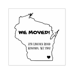 WE MOVED NEW ADDRESS KENOSHA WISCONSIN RUBBER STAMP