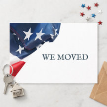 We Moved New Address USA Flag Postcard