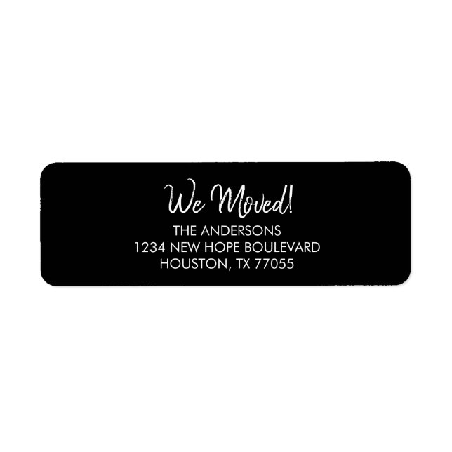 We Moved Return Address Labels | Black (Front)