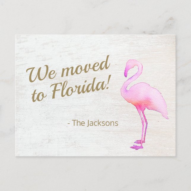 We Moved To Florida Flamingo Postcard (Front)