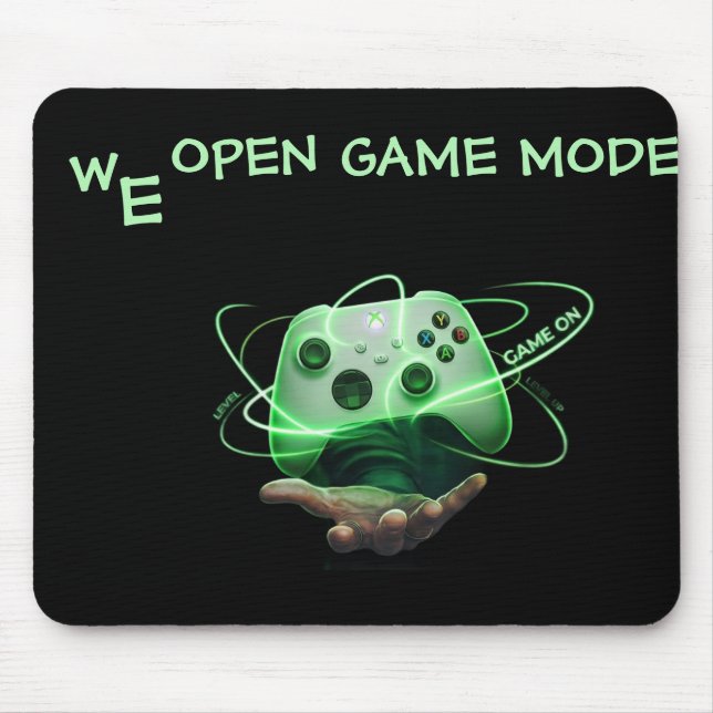 "We Open Game Mode" Levitating Neon Controller Mou Mouse Mat (Front)