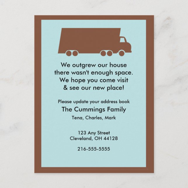 We Outgrew Our House Postcard (Front)