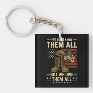 We Owe Them All Patriotic Veterans Day Memorial Key Ring