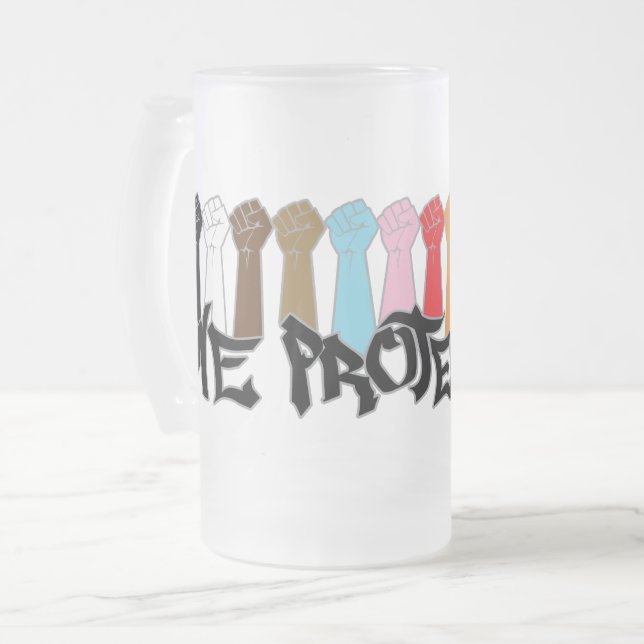 We Protect Us Frosted Glass Beer Mug (Front Left)