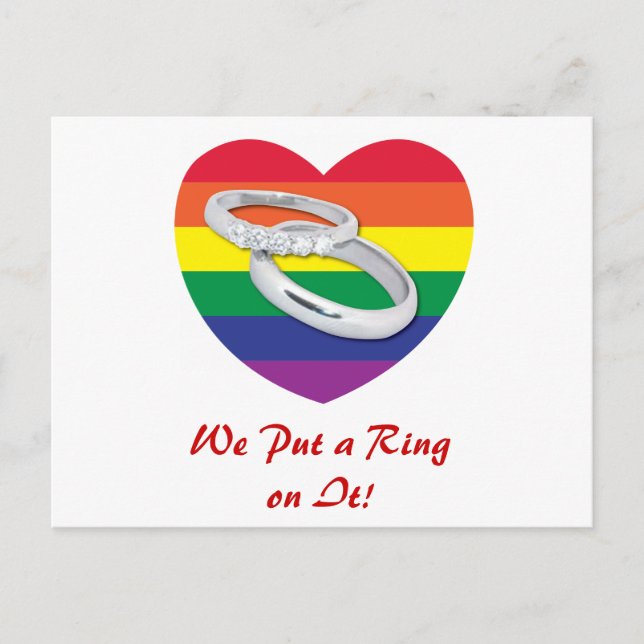 We Put a Ring on It Gay Wedding Postcard (Front)