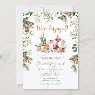 We’re Engaged Christmas Cocktail Engagement Party Invitation