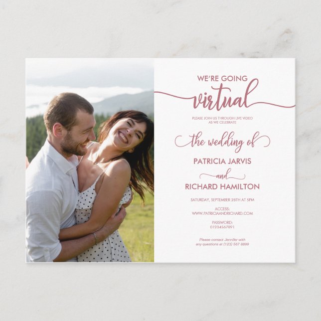 We’re Going Virtual Online Wedding Invitation Postcard (Front)