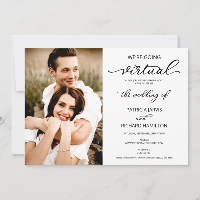 We’re Going Virtual Social Wedding Photo Invitatio Invitation (Front)
