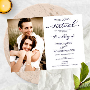 We’re Going Virtual Social Wedding Photo Invitation