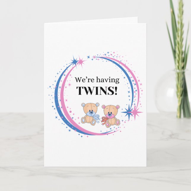 We’re Having Twins Boy and Girl Birth Announcement (Front)
