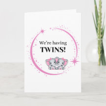 We’re Having Twins Girls Pink Birth Announcement