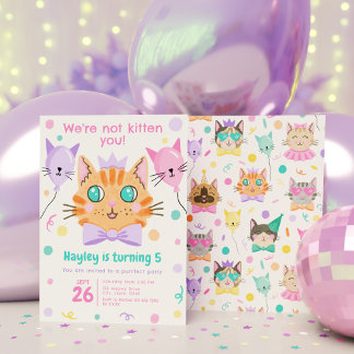 We’re Not Kitten You Cute Kitty Cat Birthday Party Invitation