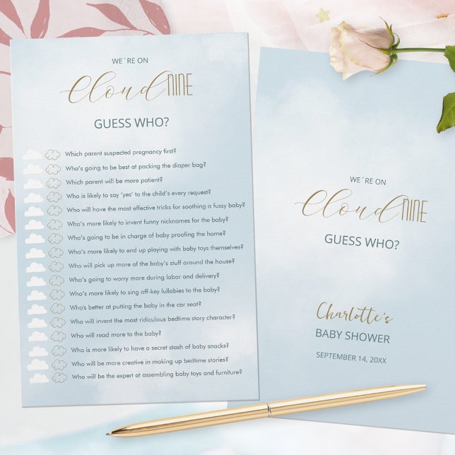 We´re on Cloud 9 Blue Baby Shower Guess Who Game (We´re on Cloud 9 Blue Baby Shower Guess Who Game ©Susanne Sachers - Sunny Mind 🌞)