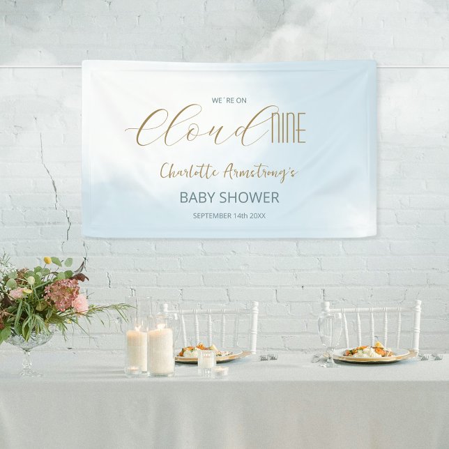 We´re on Cloud 9 Dreamy Blue Script Baby Shower Banner (We´re on Cloud 9 Dreamy Blue Script Baby Shower Banner  ©Susanne Sachers - Sunny Mind 🌞)