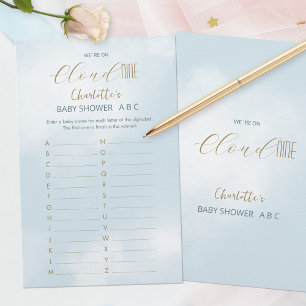 We´re on Cloud 9 Elegant Blue Baby Shower ABC Game