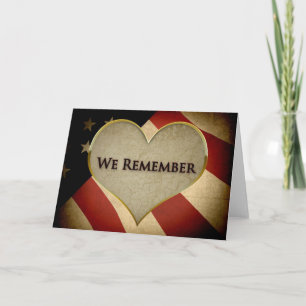 WE REMEMBER - HEART AND AMERICAN FLAG HOLIDAY CARD