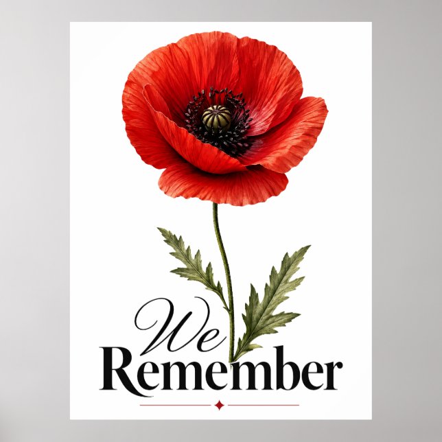 We Remember – Red Poppy Memorial Day Tribute Poster (Front)