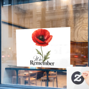 We Remember – Red Poppy Memorial Day Tribute Window Cling