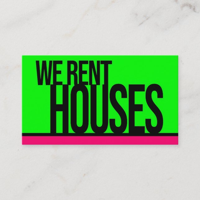 We Rent Houses Hot Green Hot Pink Business Card (Front)