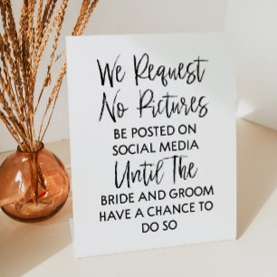 We Request No Pictures Wedding Foam Board Pedestal Pedestal Sign