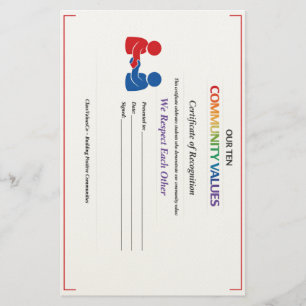 We Respect Each Other Certificate Stationery Paper